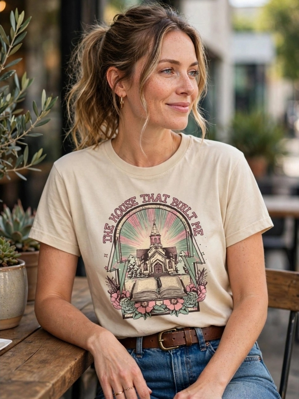 THE HOUSE THAT BUILT ME Church Shirt | Gildan 5000 Christian Boho Graphic Tee |